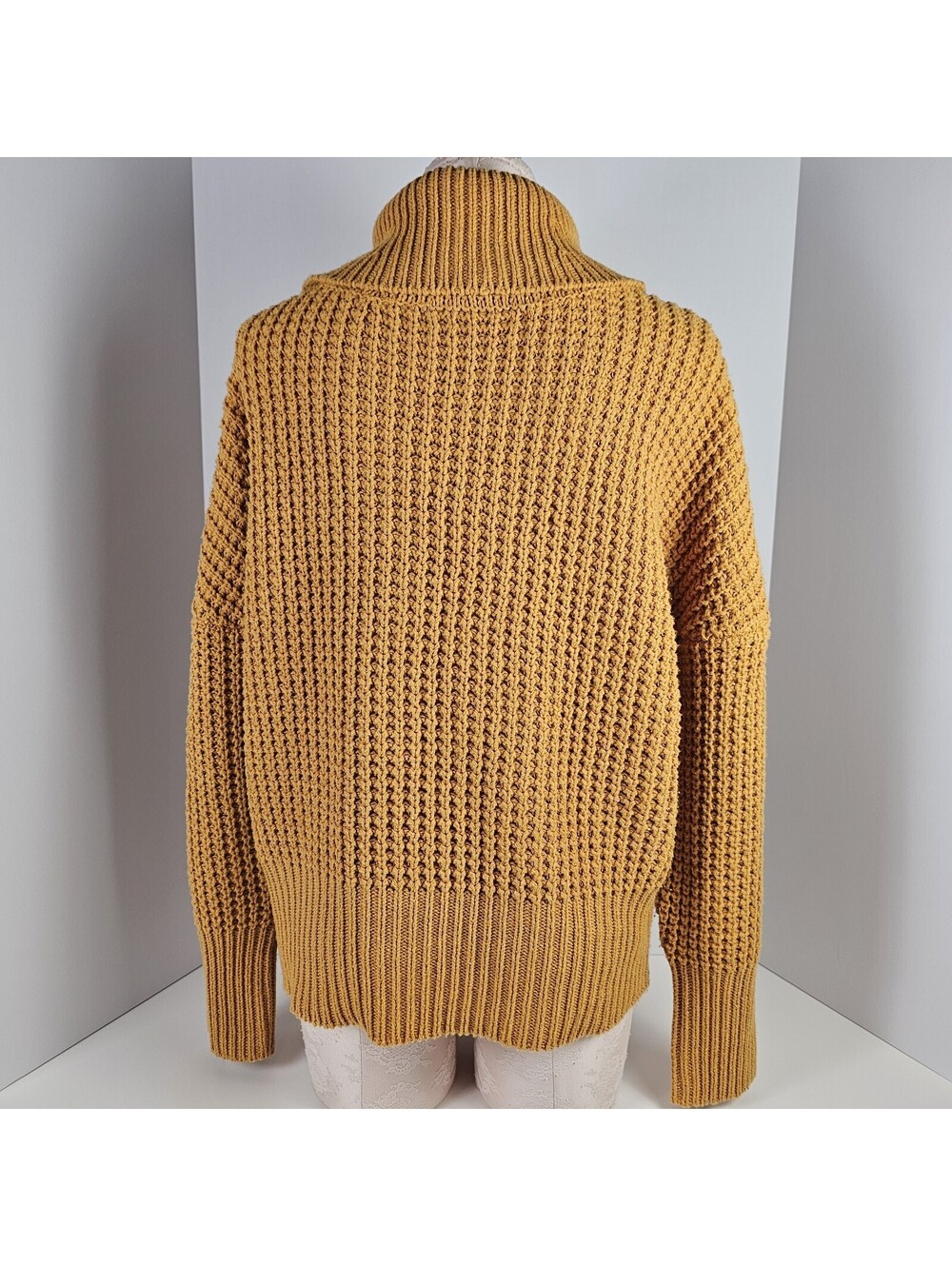 Mud Pie Womens Mustard Yellow Chunky Knit Turtleneck Sweater Size S Cozy Ribbed - Picture 3 of 8